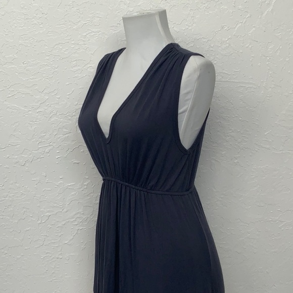 Go Couture Grey White Stripe Maxi Dress Long Empire Stretch Boho Beach - Picture 6 of 8